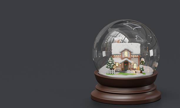istock Christmas snow globes with empty space isolated on dark background 2206519729