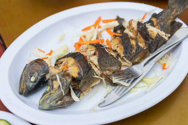 istock Delicious grilled fish served on a platter. Trout fish can only survive in low temperature that why these fish are found in northern areas of Pakistan. 2206520177
