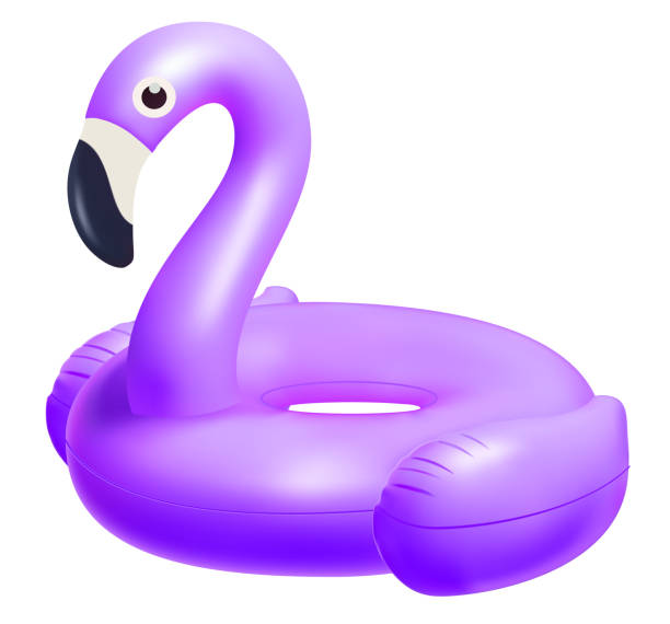 istock 3D Vector realistic purple flamingo Swim ring on background Inflatable rubber toy for water and beach or trip safety, Isolated swimming ring 2206520750