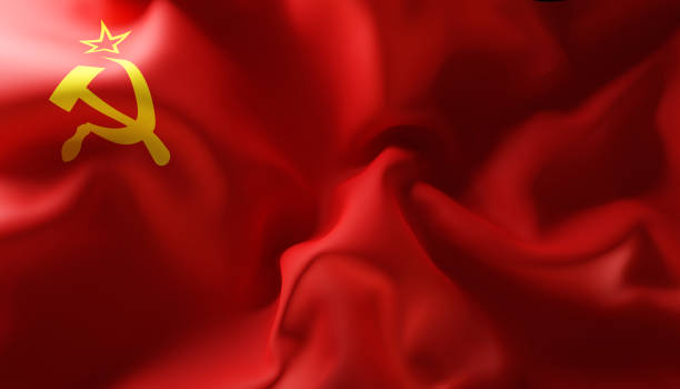 Blank red flag with fabric structure in the wind