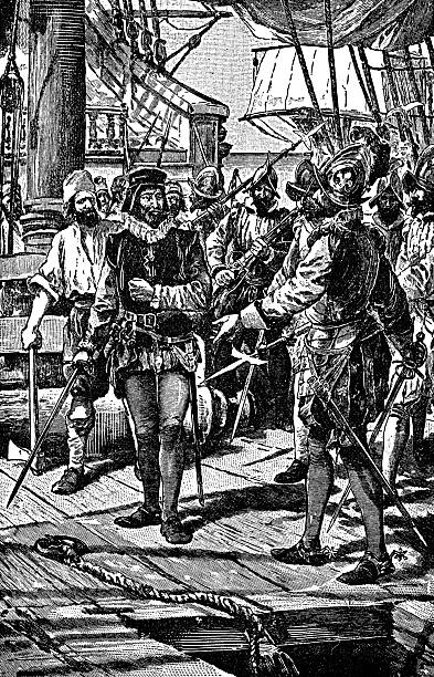 istock Bartholomew Columbus Defends His Brother Christopher Columbus to a Group of Mutineers - 16th Century 2206529727