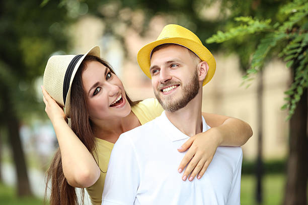 Happy young couple in the park