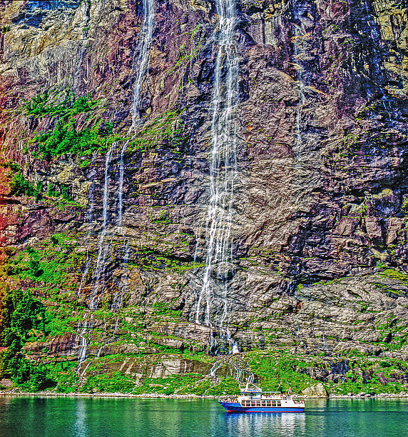 Sightseeing boat in Geiranger Fjord, Norway