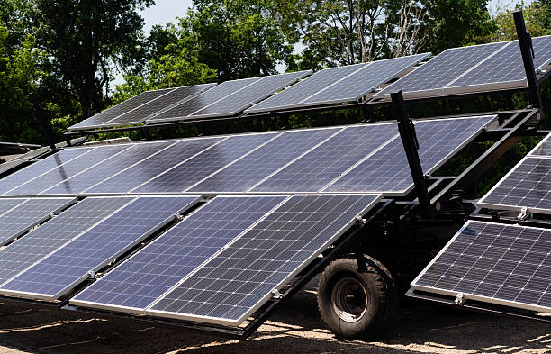 istock Portable industrial solar energy station. Solar electricity generation. 2206538870