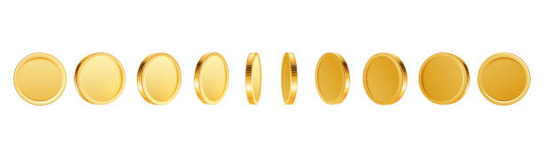 istock Gold coin turn around. Realistic 3D golden coins in different position, sprite sheets for game or app animation. Bingo jackpot casino poker win gambling elements. Vector set 2206540873