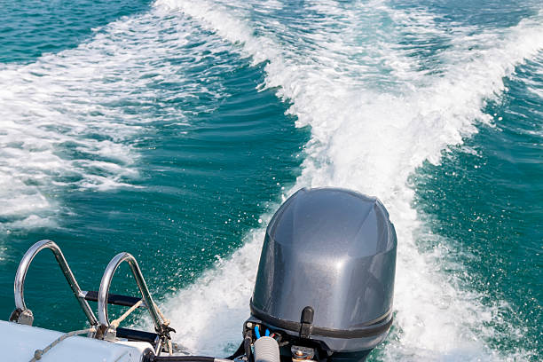 Propellers of motors for motor yachts and boats close-up.
