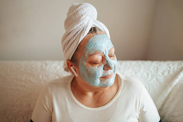 istock Relaxing skincare routine at home with face mask during the afternoon 2206543071