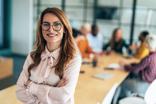 istock Confident businesswoman at work 2206543092