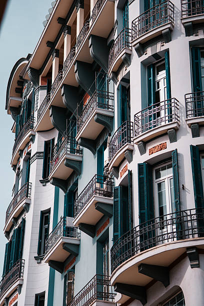 istock Beautiful European apartment building facade windows and balcony 2206547295