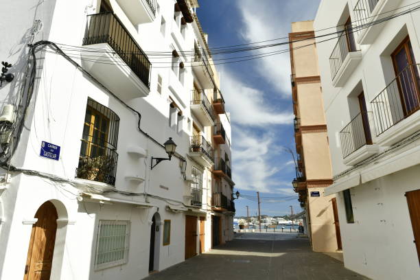 The streets on old Ibiza town on a Sunday at Dalt Vila.