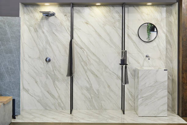 istock Luxury Bathroom Interior With Toilet, Mirror And Decorative Objects. stock photo 2206565339