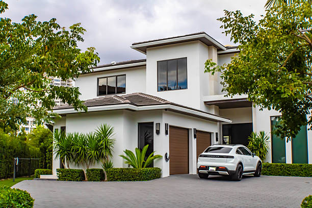 Luxury house on South Island, Golden beach, Miami, USA stock photo