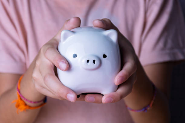 Piggy bank on pink background