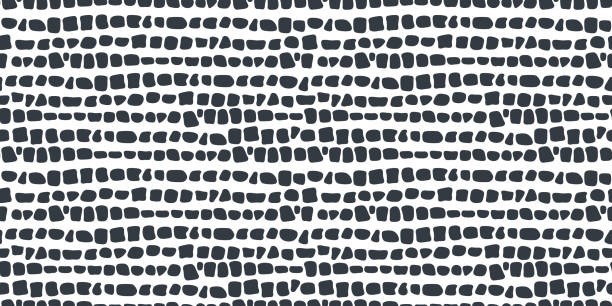 Antique stone mosaic seamless pattern. Decorative Greek antique stone ornament. Paving rock floor tile. Abstract brick mosaic texture. Vector illustration isolated on white background.