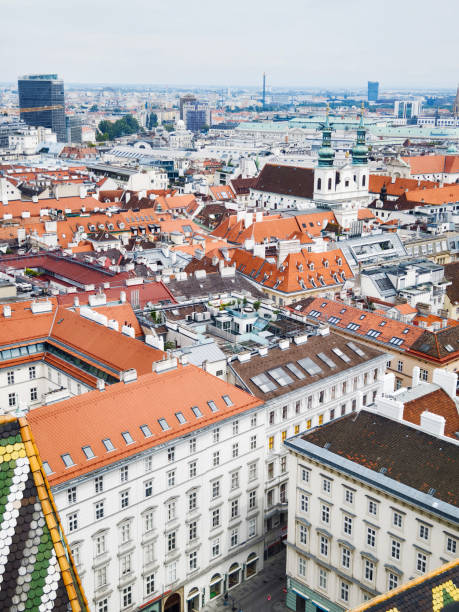 istock Looking down at the red tile roofs in European countries. 2206580891