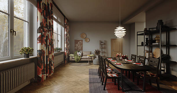 istock Elegant Dining and Living Retreat with Retro-Modern Charm 2206581207