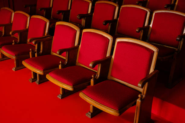 istock Vintage Theater Seats with Red Upholstery 2206585922