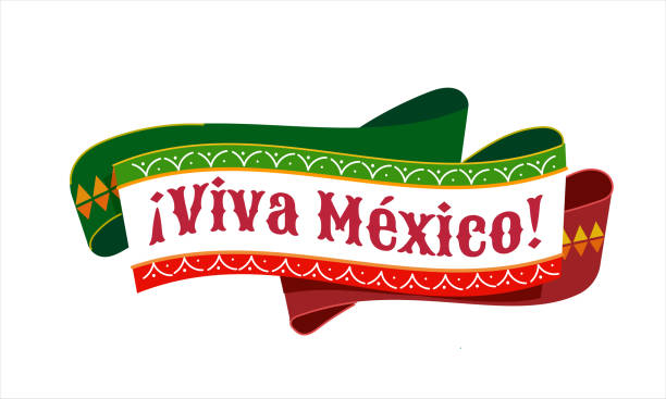 istock Viva Mexico, inscription on bright holiday ribbon. Vector illustration isolated on white background 2206586909