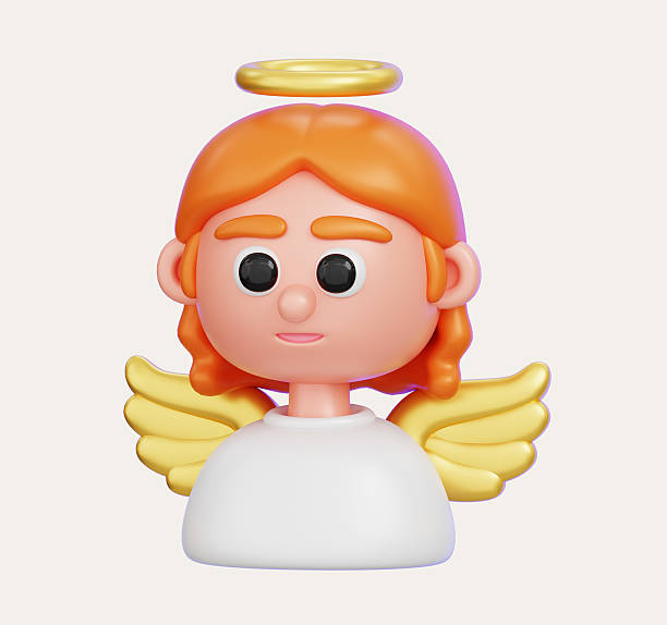 istock Angel cute character with golden wing isolated. 3D render illustration 2206600687