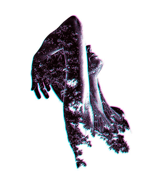 istock Multiple Exposure of Woman Enjoying Forest with Glitch Technique 2206604501