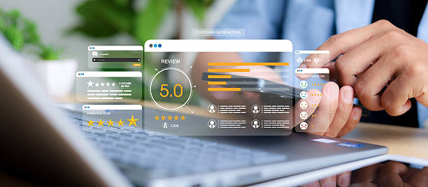 istock Customer review satisfaction feedback survey concept. Customer can evaluate quality of service leading to reputation ranking of business. 2206607247