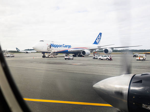 NCA - Nippon Cargo Airlines flight at Ted Stevens Anchorage International Airport. Alaska. Anchorage, Alaska, USA - Aug 05 2023: NCA - Nippon Cargo Airlines flight at Ted Stevens Anchorage International Airport. Alaska. nippon cargo airlines photos stock pictures, royalty-free photos & images