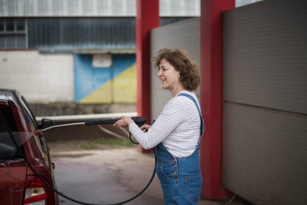 istock Washing car in self-service station 2206610312