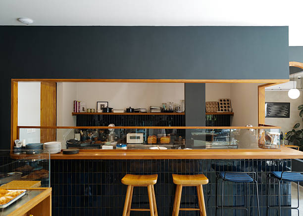 istock Interior bar design and counter decoration at local coffee cafe, breakfast and bakery pastry shop 2206611577