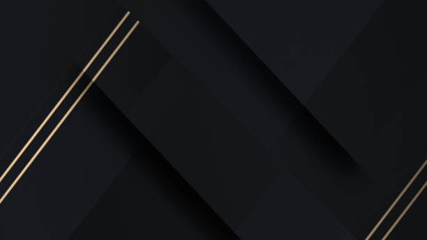 istock Luxury polygonal abstract black metal background with golden light lines. Dark 3d geometric texture illustration. 2206615664
