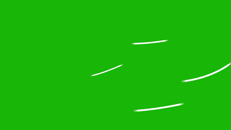 Wind blow path animation on green screen, 4k cartoon windy air strom overley