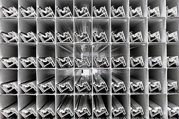 istock Production of window frames in a factory.  Plastic window profiles. Storage. 2206617716