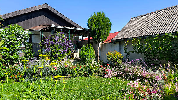istock garden in the spring with blooming flowers 2206618345