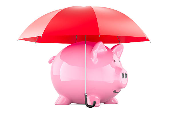 istock Piggy bank under umbrella, 3D rendering 2206618912