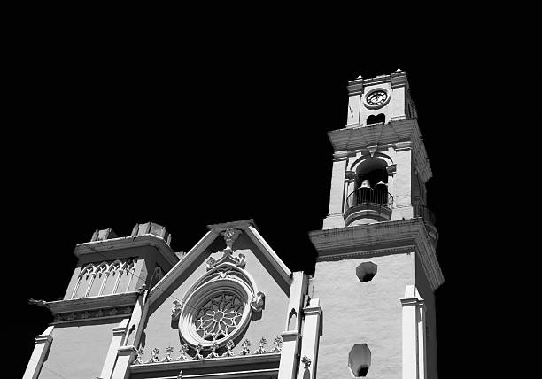 istock Historic church tower in black and white. 2206621676