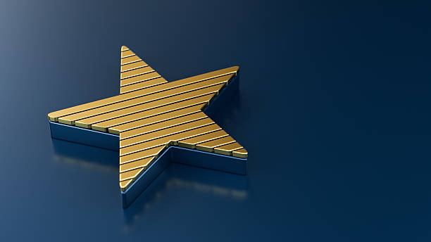 istock Golden Star Shaped Emblem on Minimalist Dark Blue Background 2206623844