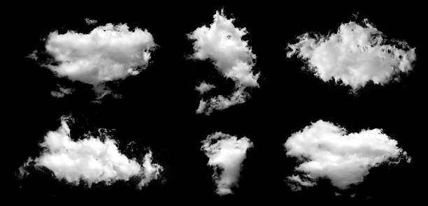 istock Collection white clounds, The cloud is divided into parts on black background, Multiple unique cloud segments. 2206627761