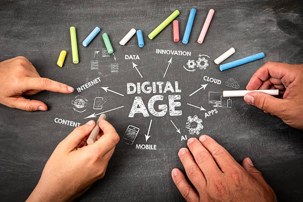 istock Digital Age Concept. Illustration with icons, arrows and keywords 2206628183