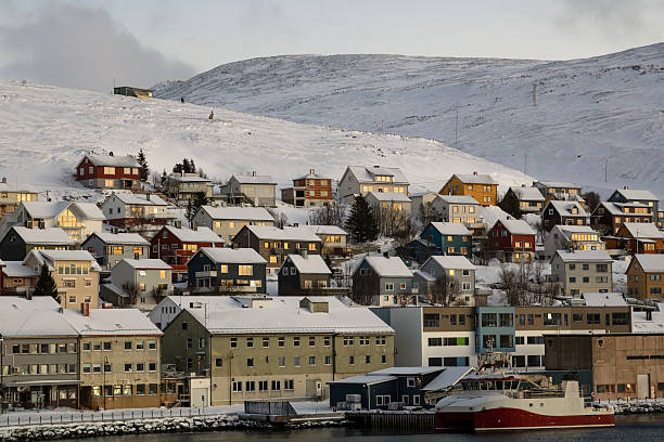 istock Norwegian Coastal Town in Winter - Honningsvag 2206628553