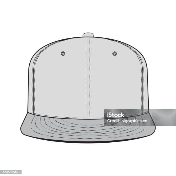 Cap Vector Tech Pack Blank Snapback Cap Vector Mockup Technical Drawing Fashion Hat Template ...