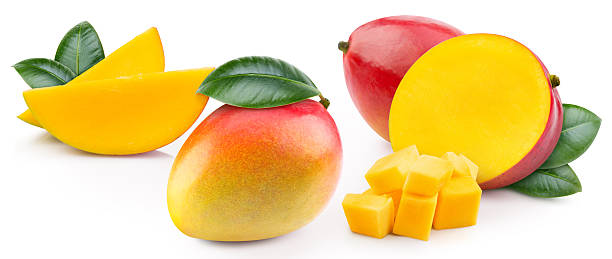 istock Mango and green leaves isolated 2206638845