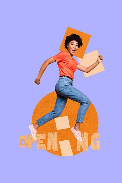 istock Creative image collage of person girl running on text opening 2206639096