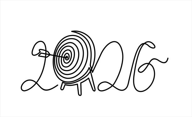 Continuous One Line Drawing Of 2026 New Year Target And Goals With Continuous One Line Drawing Of 2026 New Year Target And Goals With Symbol Of 2026 Target For 
