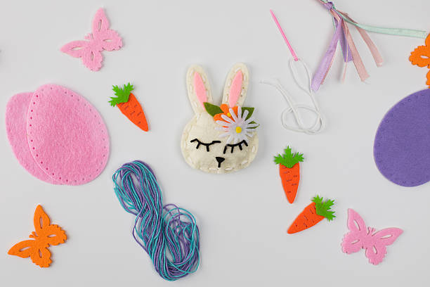 istock Easter bunny diy craft kit with felt and embroidery supplies. Happy Easter 2206640921