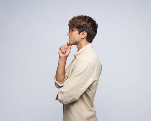 Side view of handsome young ma