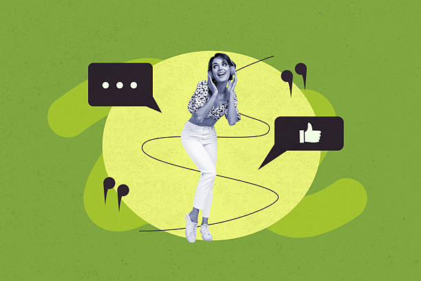 istock Composite art 3d creative image collage of excited girl dance bubble like notification listen music headphones meloman social media 2206642222