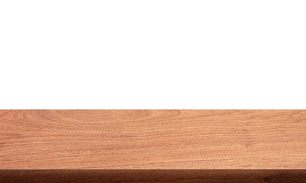 istock Front view of wooden or wood table, isolated on white background. 2206643476
