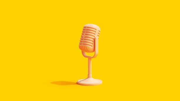 istock Microphone Vintage Retro Yellow Flesh Tones Yellow Background 2206644834
