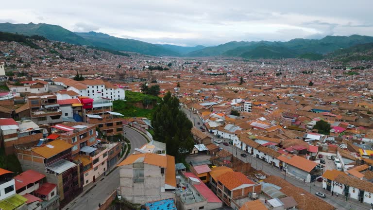 Aerial View of Cusco City and Surrounding Hillside Neighborhoods, Peru