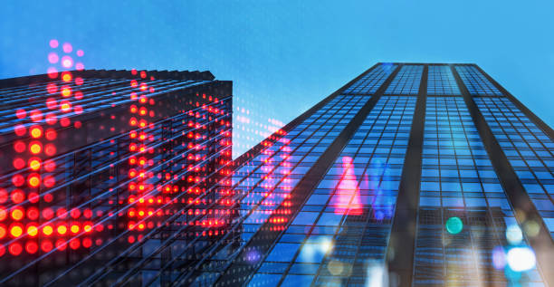 istock Urban Financial District With Digital Stock Market Data Overlay 2206650141
