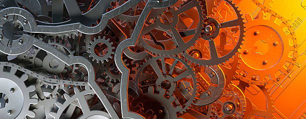 Experience an orange mechanical gears concept featuring dynamic 3D designs, highlighting energy and innovation in technology. This modern digital composite, with its vibrant orange tones and industrial aesthetic, is perfect for technology campaigns, engineering projects, or business promotions. Ideal for creating a bold and innovative visual statement.